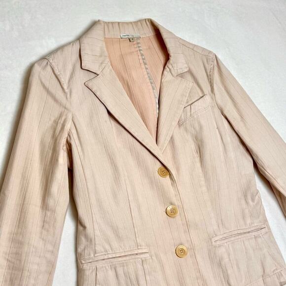 VINCE 8 Light Pink Blush Button-Front Pinstriped Blazer Jacket Pockets - Picture 13 of 13
